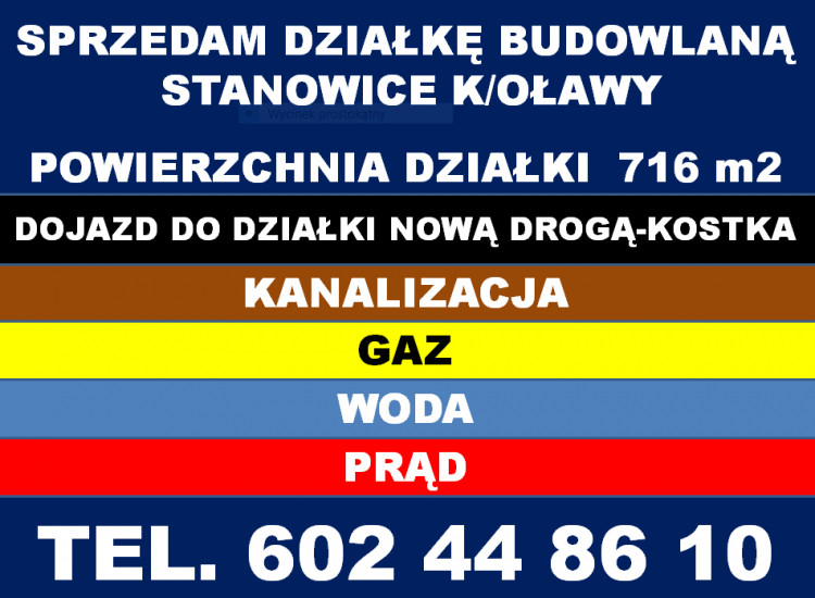 BIURO NIERUCHOMOŚCI W OŁAWIE SPRZEDA DZIAŁKE BUDOWLANĄ - STANOWICE K/OŁAWY Oława