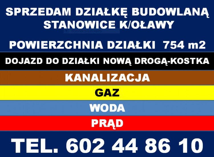 BIURO NIERUCHOMOŚCI W OŁAWIE SPRZEDA DZIAŁKE BUDOWLANĄ - STANOWICE K/OŁAWY Oława