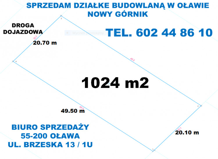 BIURO NIERUCHOMOŚCI W OŁAWIE SPRZEDA DZIAŁKE BUDOWLANĄ OŁAWA  - NOWY GÓRNIK Oława
