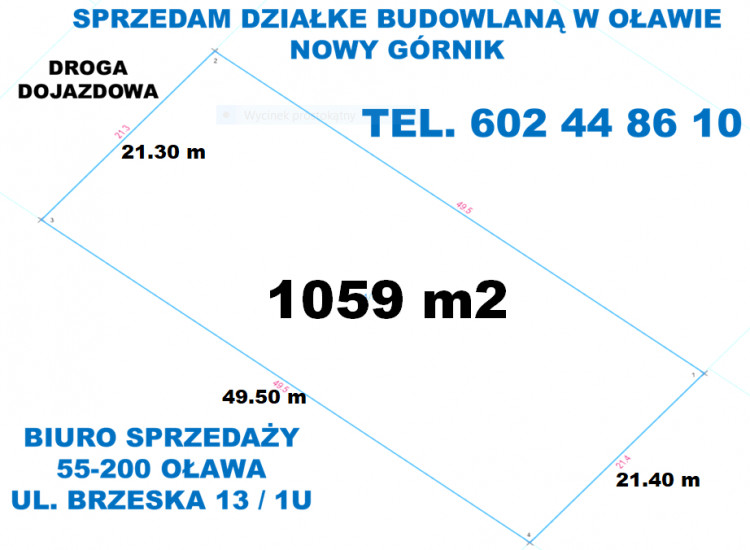 BIURO NIERUCHOMOŚCI W OŁAWIE SPRZEDA DZIAŁKE BUDOWLANĄ  OŁAWA - NOWY GÓRNIK Oława