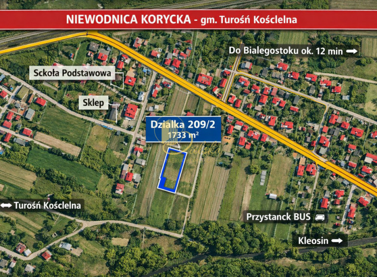 Niewodnica Korycka, słoneczna działka 1733 m2 Niewodnica Korycka