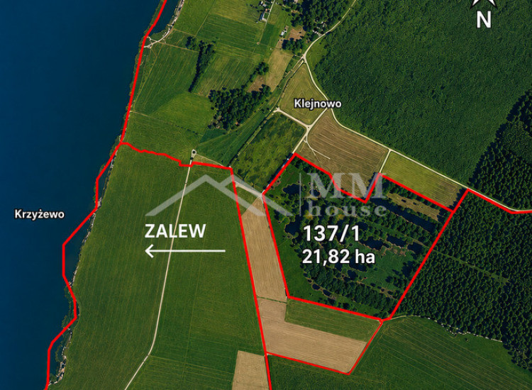 Grunty na Zalewem Wiślanym 21,8200ha Klejnowo