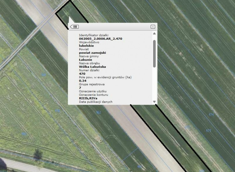 Działka rolna 1,42 ha - Wołka Łabuńska, gmina Łabunie Wólka Łabuńska
