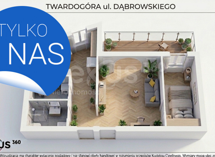 Mieszkanie 2pokoje, 57,9 m² z balkonem, Twardogóra Twardogóra