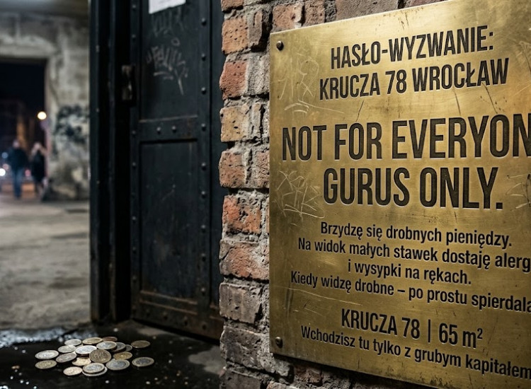 ? MANIFEST SPEKULACYJNO-DOKTRYNALNY: CZARNY ŁABĘDŹ WROCŁAWSKIEGO RYNKU Krucza 78 (Róg Wróbla) – Brama Wjazdowa na Osiedle Oficerskiestatus: LOKAL-FORTECA / KANCELARIA / CYFROWE CENTRUM DOWODZENIA Wrocław