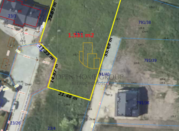 Żórawina, działka budowlana 1531 m2, media Żórawina