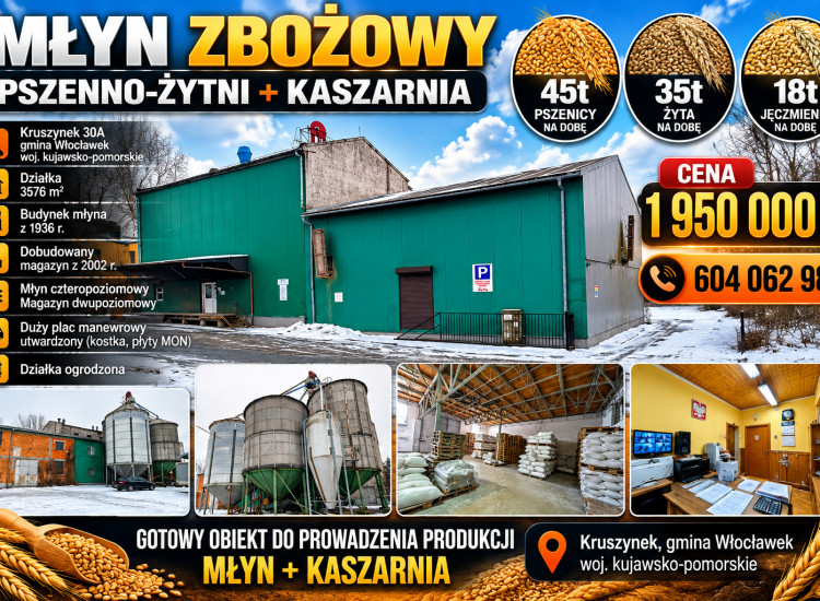 Młyn Zbożowy pszenno-żytni + kaszarnia Kruszynek